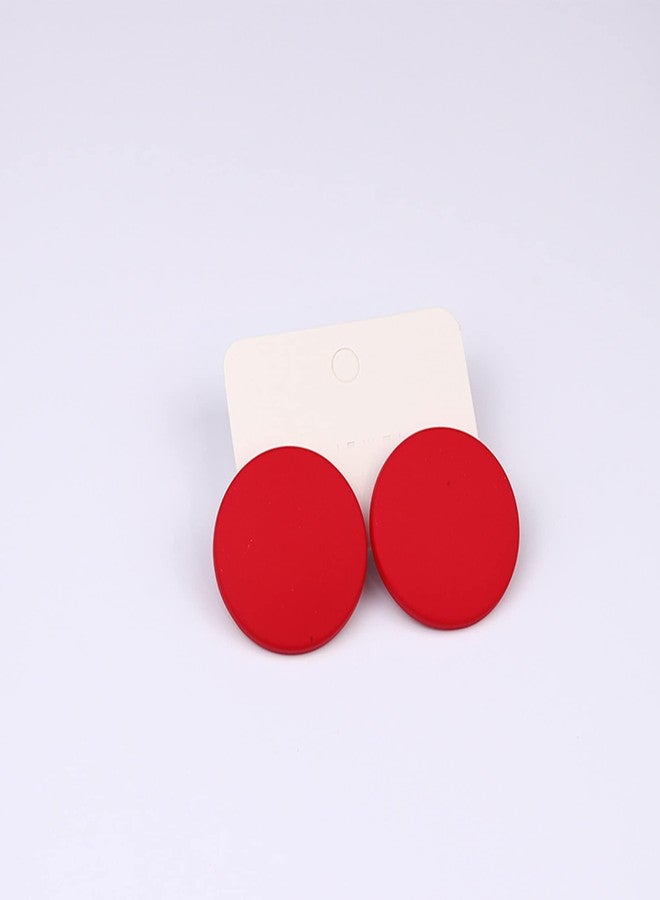 Aishgjia Big Round Circle Acrylic Resin Stud Earrings for Women Cute Candy Color Earrings Statement Neon Earrings Geometric Colorful Button Disc Stud Earrings Fashion Jewelry 80s (Red) - Image 5